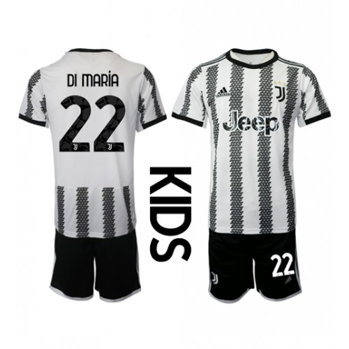 Fotbalové Dres Juventus Angel Di Maria #22 Dětské Domácí 2022-23 Krátký Rukáv (+ trenýrky)